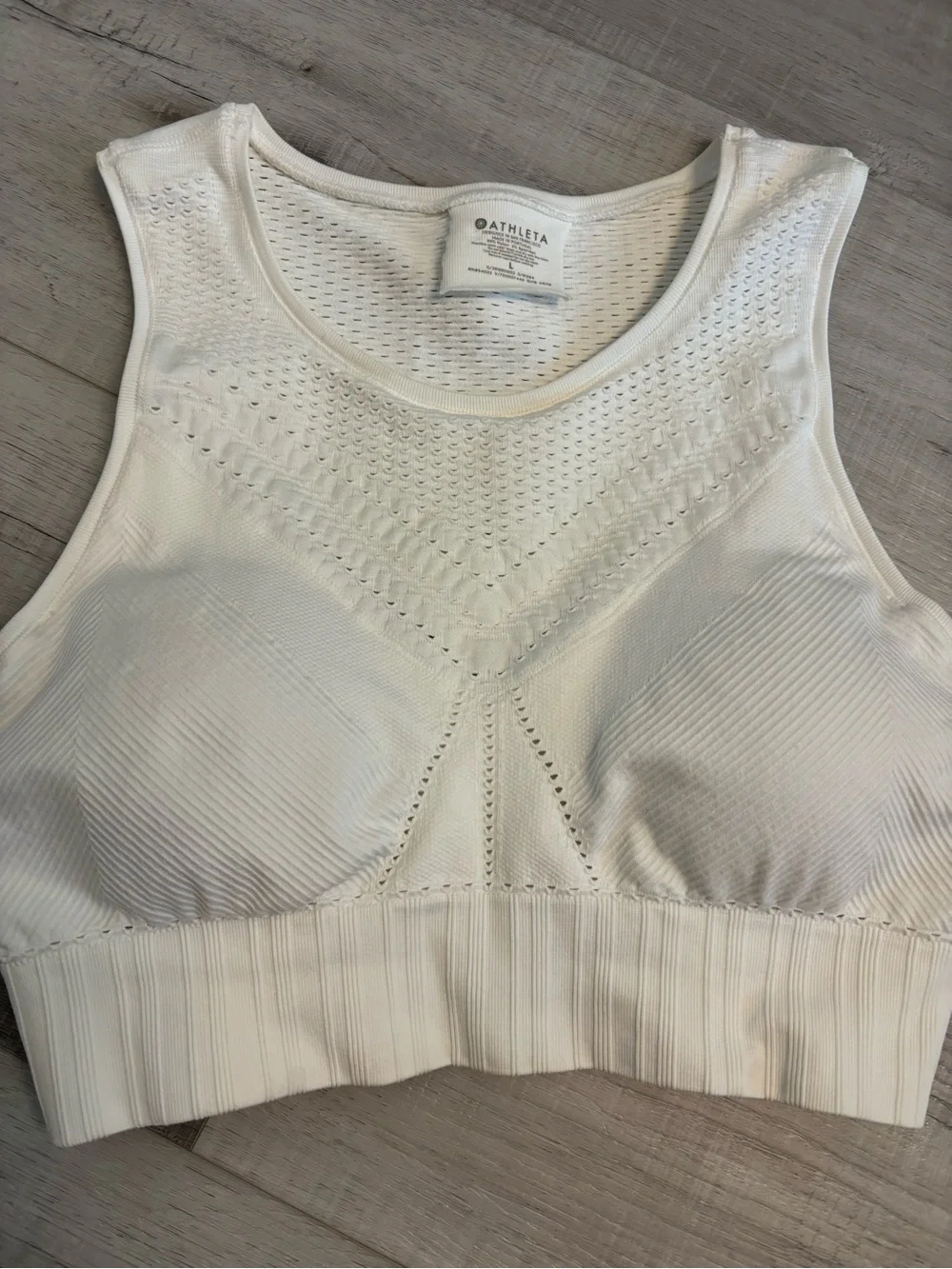 Athleta White Seamless Longline High Neck Sports Bra Size Large
